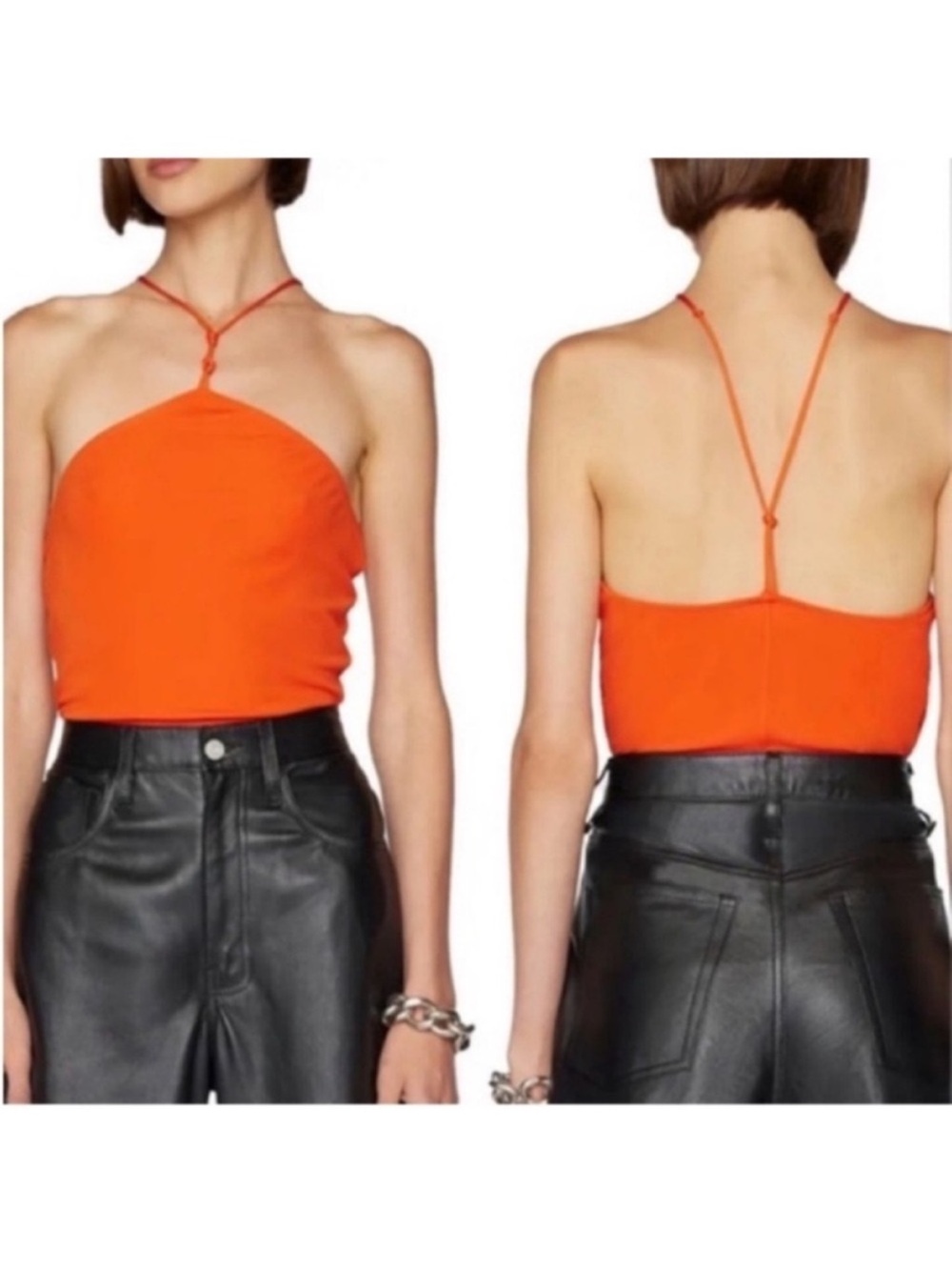 Frame Delicate Orange Halter Bodysuit NWT medium